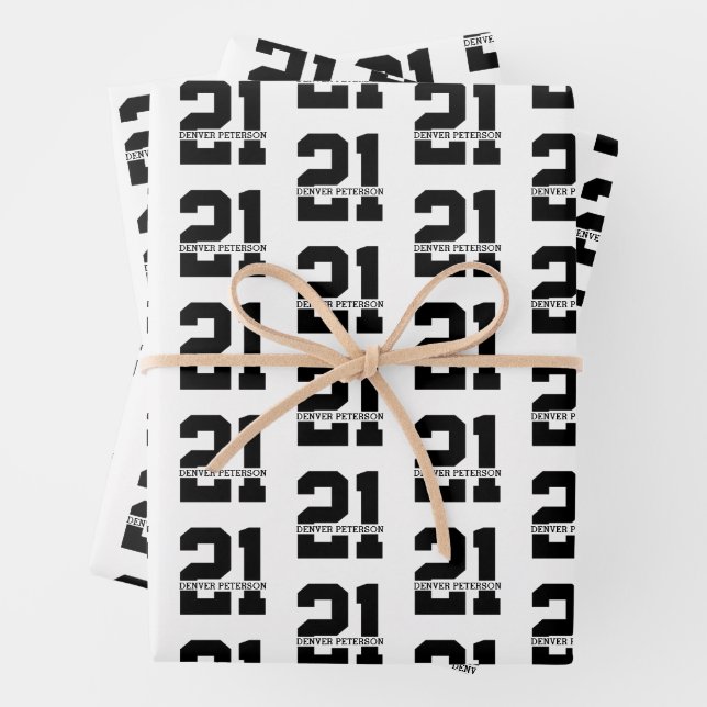 Personalized Name 21st Birthday Modern  Wrapping Paper Sheet (In situ)