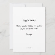 Personalized Name 3rd Birthday Cake Card 