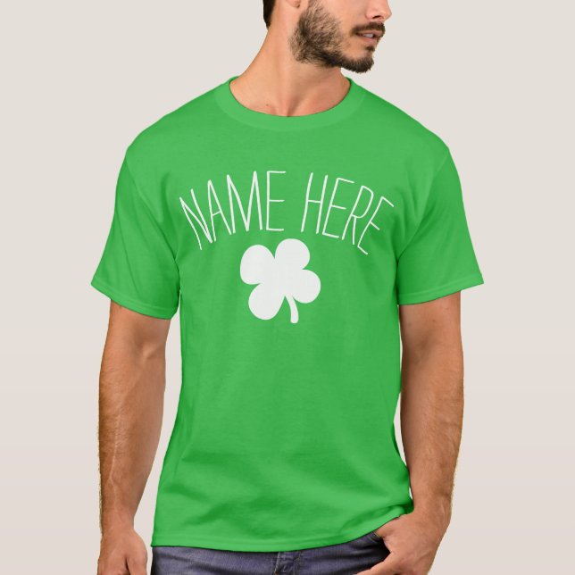 Personalized Name 4-Leaf Clover St Patricks Day T-Shirt (Front)