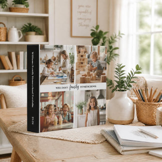 Personalized Name 4 Photo Minimalist Homeschool Binder