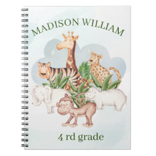 Personalized Name 4Rd Grade wild Animal Notebook