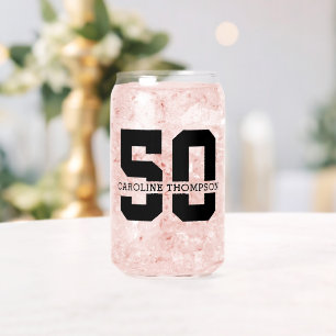 Personalized Name 50th Birthday Modern Can Glass