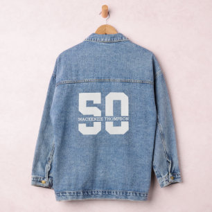 Personalized Name 50th Birthday Modern Denim Jacket