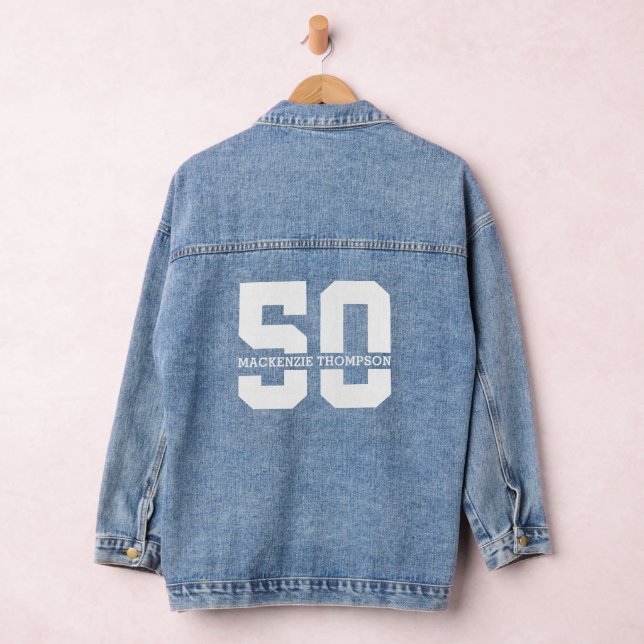 Personalized Name 50th Birthday Modern  Denim Jacket (Hangar)