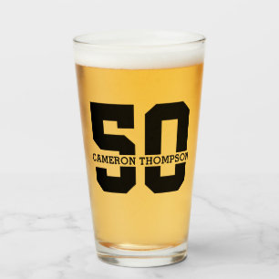 Personalized Name 50th Birthday Modern  Glass