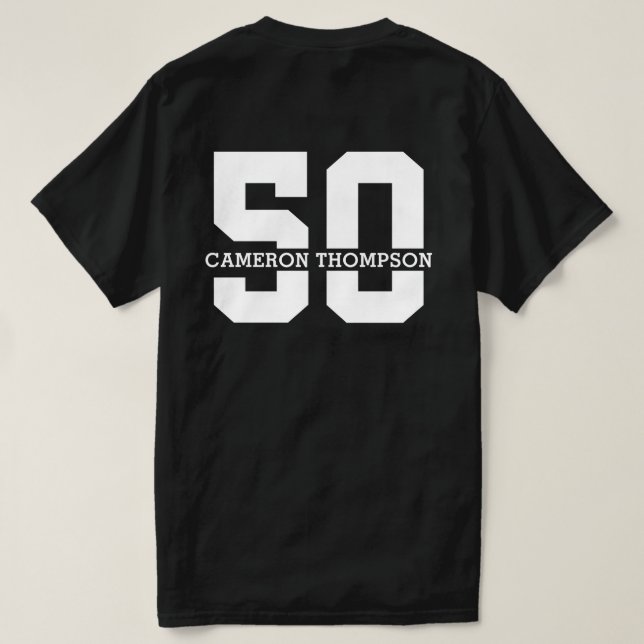 Personalized Name 50th Birthday Modern  T-Shirt (Design Back)