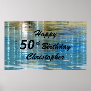 Personalized Name 50th Birthday Reflection in Lake Poster