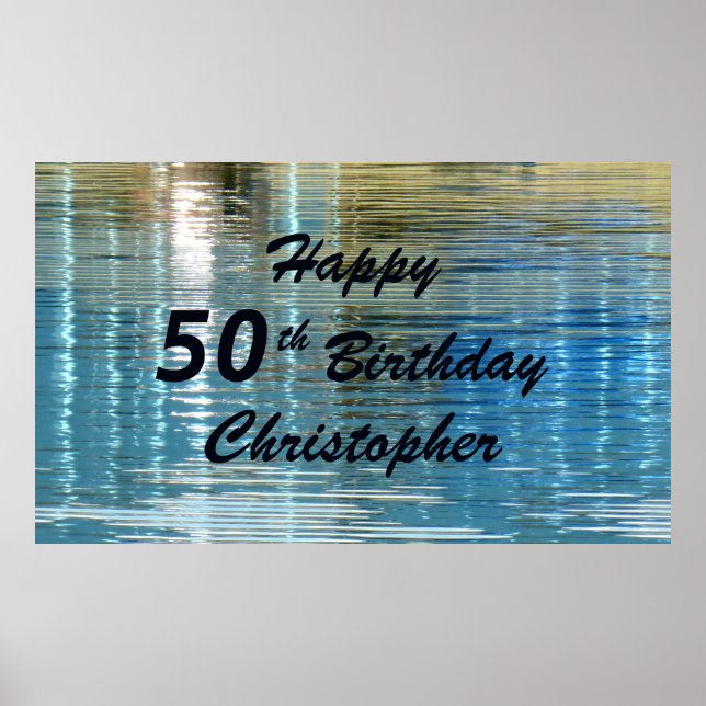 Personalized Name 50th Birthday Reflection in Lake Poster (Front)