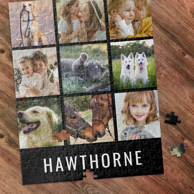Personalized Name 9 Photo Collage Jigsaw Puzzle (Creator Uploaded)