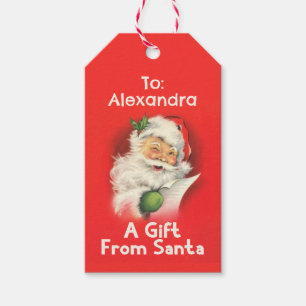 Personalized Name A Gift From Santa Claus Vintage Tags
