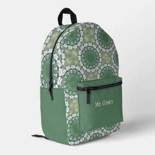 Personalized Name Abstract Art Spring Floral Green Printed Backpack
