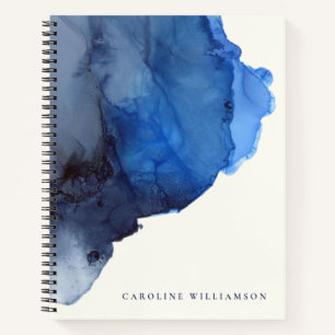 Personalized Name Abstract Blue Modern Elegant Notebook