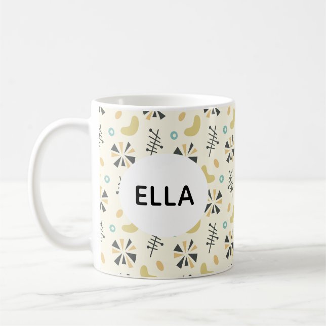 Personalized Name Abstract Retro 1950s  Coffee Mug (Left)