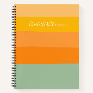 Personalized Name Abstract Summer Yellow Stripes Notebook
