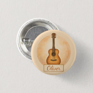 Personalized Name Acoustic Guitar For Music Lovers 1 Inch Round Button