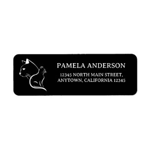 Personalized Name & Address Cat Line Art