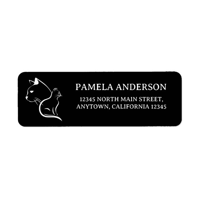 Personalized Name & Address Cat Line Art (Front)