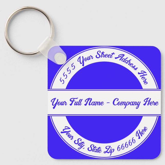 Personalized Name Address Font Colours Keychain (Front)
