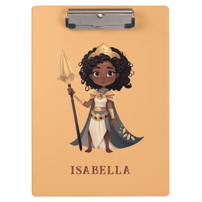 Personalized Name African Little Knight Warrior Clipboard (Front)