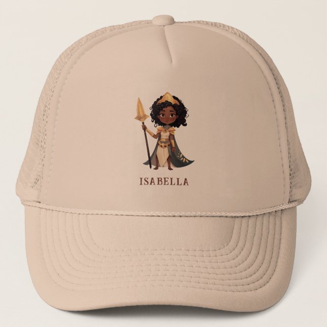 Personalized Name African Little Knight Warrior Trucker Hat (Front)