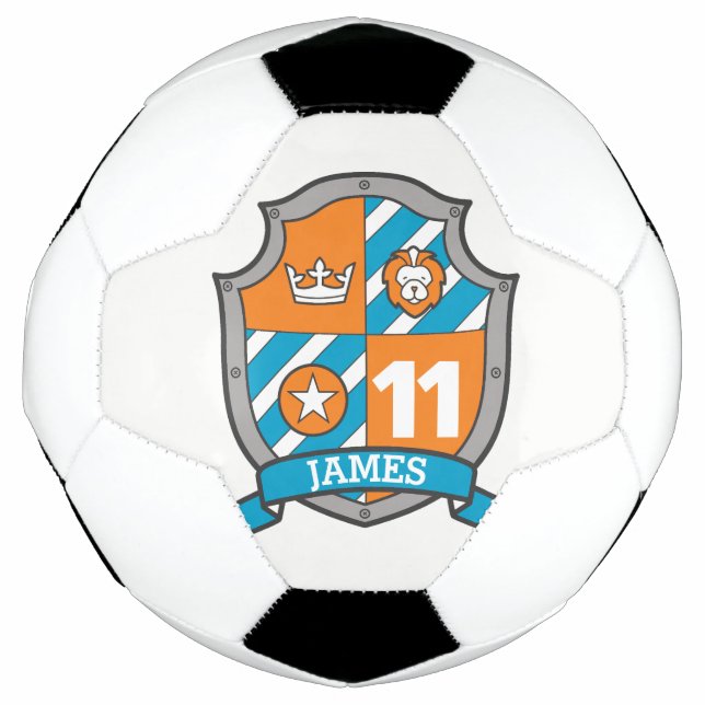 Personalized name age 11 soccer football shield ball (Front)