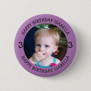Personalized Name, Age and Photo Birthday   2 Inch Round Button