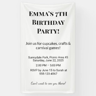 Personalized Name & Age Colorful Kids Party Dec Banner