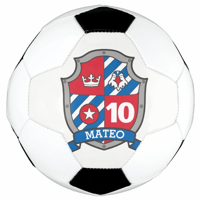 Personalized name age soccer football bird shield ball (Front)