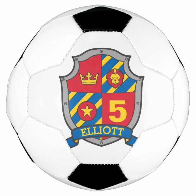 Personalized name age soccer football shield soccer ball (Front)