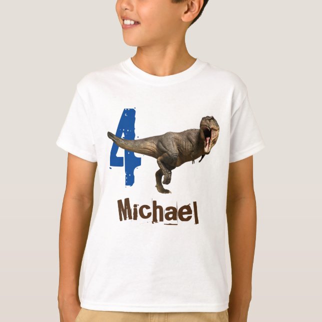 Personalized name Age  T-Rex Tyrannosaurus T-Shirt (Front)