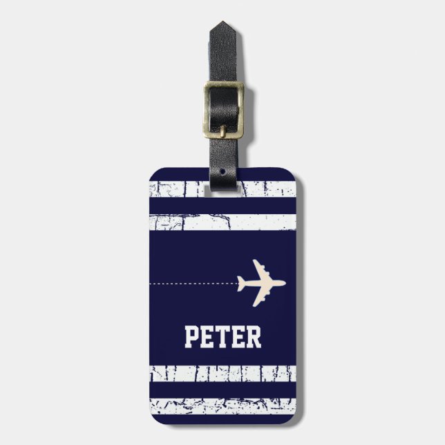 personalized name & airplane luggage tag (Front Vertical)