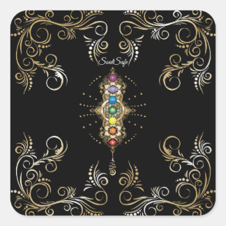 Personalized name Aligned Gold Chakra Square Sticker