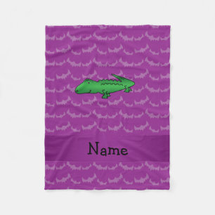 Personalized name alligator purple bats fleece blanket