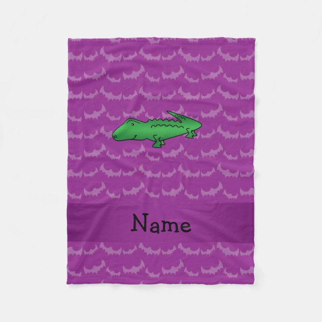 Personalized name alligator purple bats fleece blanket (Front)