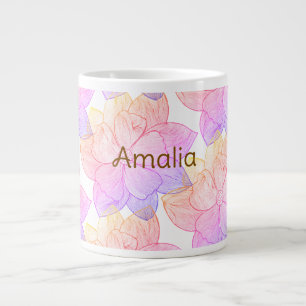 Personalized Name Amalia "Sunset Bloom" Jumbo Large Coffee Mug