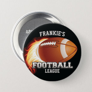 Personalized NAME American Football Flames Sports 3 Inch Round Button