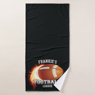 Personalized NAME American Football Flames Sports Bath Towel Set
