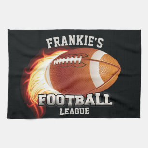 Personalized NAME American Football Flames Sports Kitchen Towel
