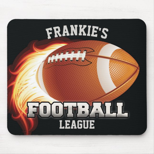 Personalized NAME American Football Flames Sports Mouse Pad (Front)