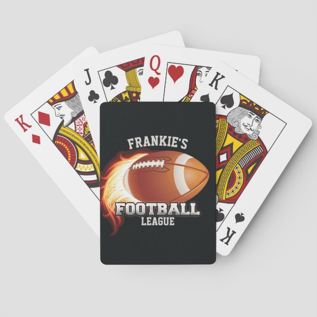 Personalized NAME American Football Flames Sports Playing Cards (Back)