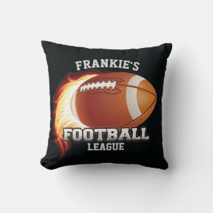 Personalized NAME American Football Flames Sports Throw Pillow