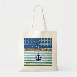 personalized / name / anchor / blue tote bag