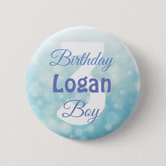 Personalized Name and Age Birthday Boy Button (Front)