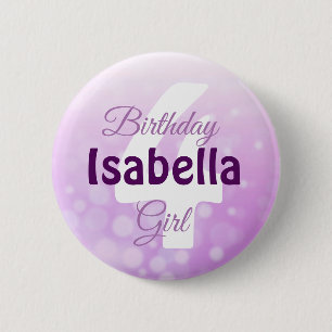 Personalized Name and Age Birthday Girl Button