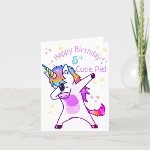 Personalized Name and Age Unicorn Birthday Party Holiday Card