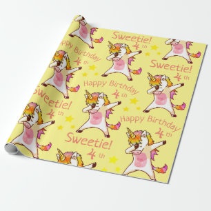 Personalized Name and Age Unicorn Birthday Party Wrapping Paper