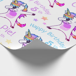 Personalized Name and Age Unicorn Birthday Party Wrapping Paper