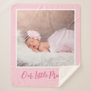Personalized Name And Baby Photo Pink Sherpa Blanket