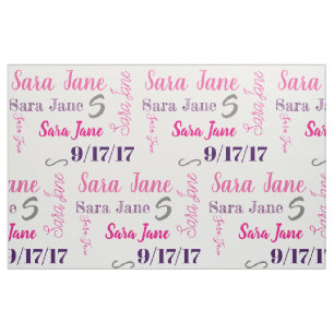 Personalized Name and Birthday Fabric