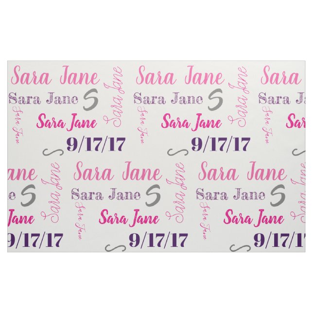 Personalized Name and Birthday Fabric (Fat Quarter)